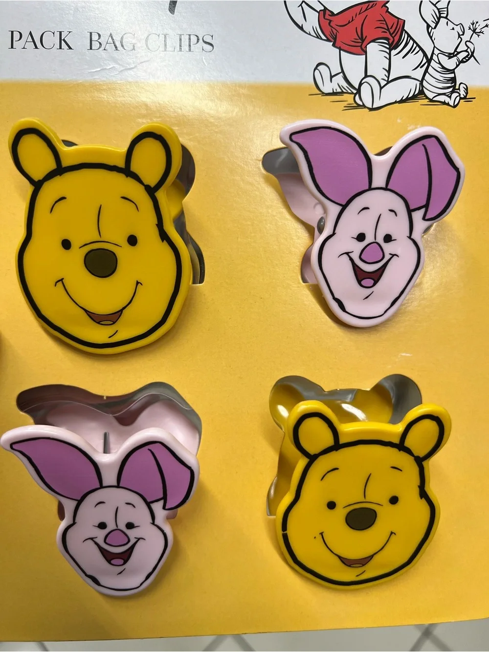 Disney Pooh & Piglet Bag Clips - Yellow and Pink